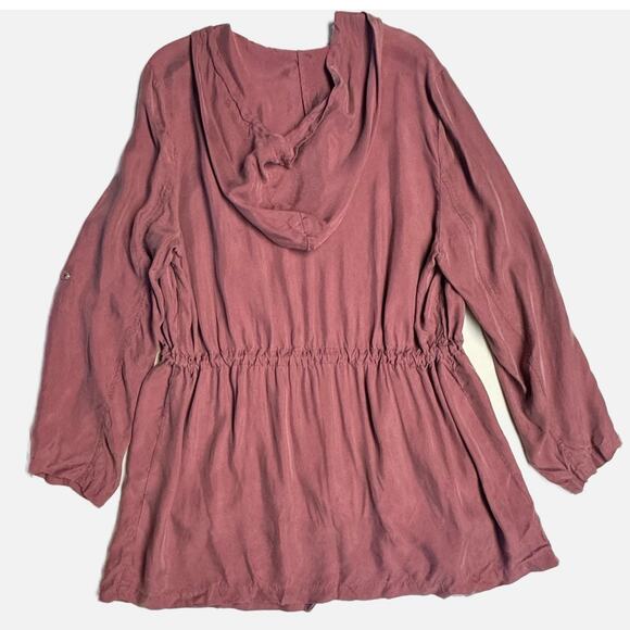 Melloday Asymmetrical Zipper Fall Lightweight Hooded Jacket Women 2X Mauve Pink - Picture 6 of 13